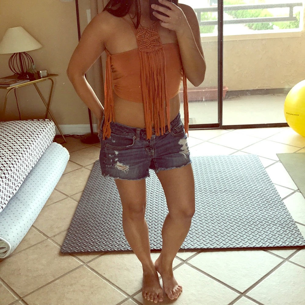 Cropped Fringe Halter Top
